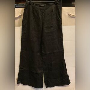 Willi Smith Black Linen Wide Leg Pants Side Zip Sz 8